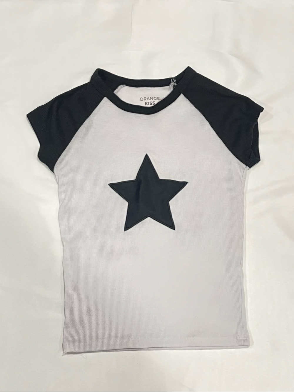 m White & Black Star Raglan Tee